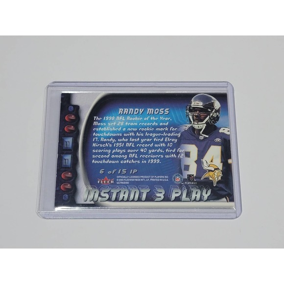 2000 Fleer Ultra Randy Moss Instant 3 Play Minnesota Vikings - Picture 2 of 2